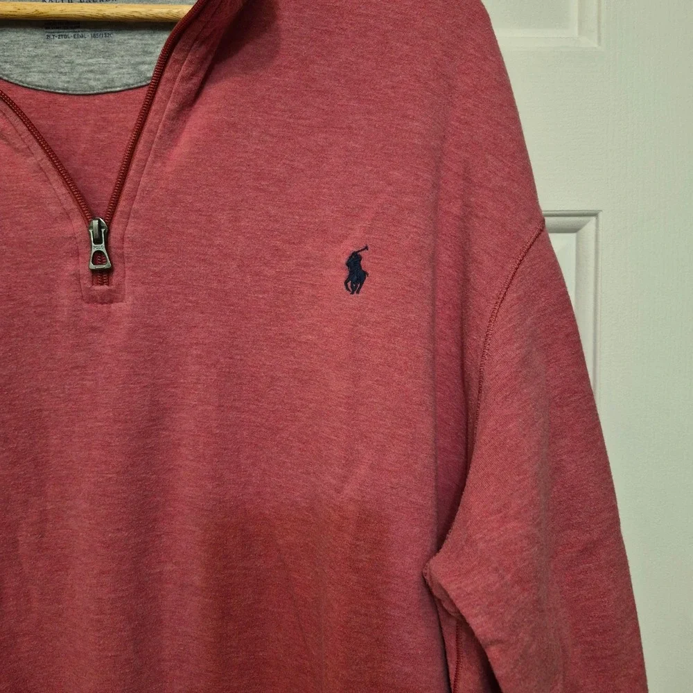 Polo Ralph Lauren Performance Mens 2LT 1/4‎ Zip Pullover Heathered Pink Red 2TGL